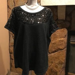 Gray Sequined sweater blouse
